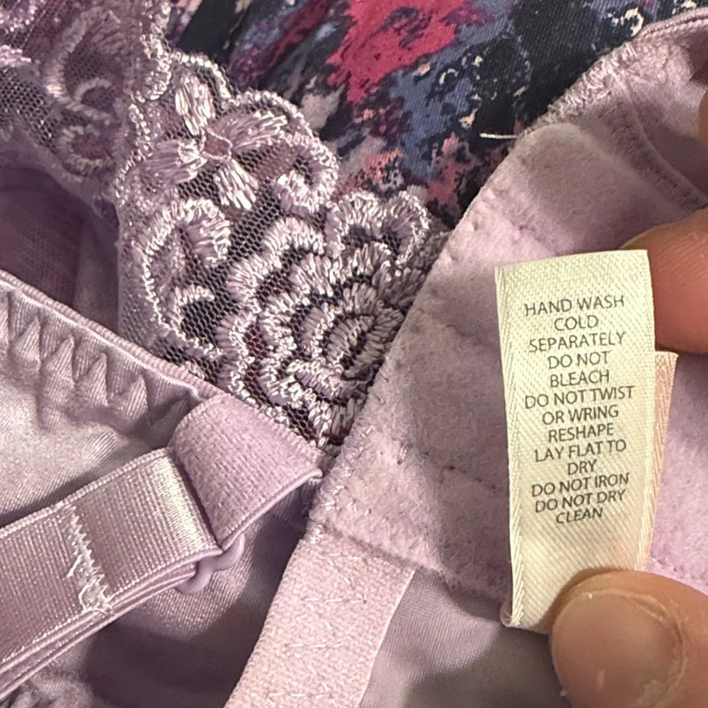 Jezebel Women’s Lace Plaid Sheer Underwire Bra Lingerie Purple Size 38DD/E - Picture 6 of 6